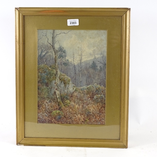 2303 - R W Burdill, watercolour, woodland, 13