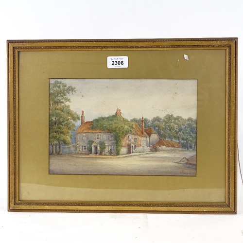 2306 - J Owen, watercolour, village pub, 7