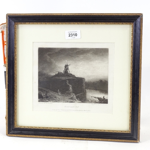 2310 - Charles Turner, engraving, Rembrandt's Mill, published 1823, image 5.5