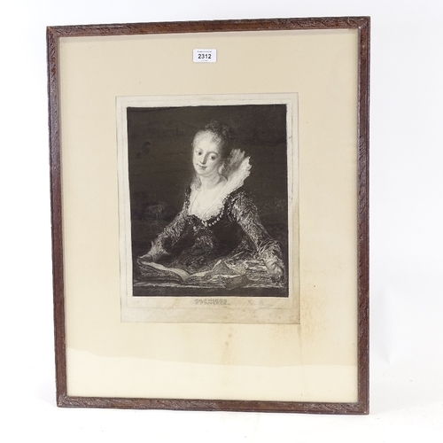 2312 - Charles Waltner, etching, portrait of Anne Louise De Jouy, published 1876, signed in pencil, image 1... 