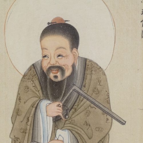 2317 - Chinese watercolour on silk, study of a scholar, 9.5