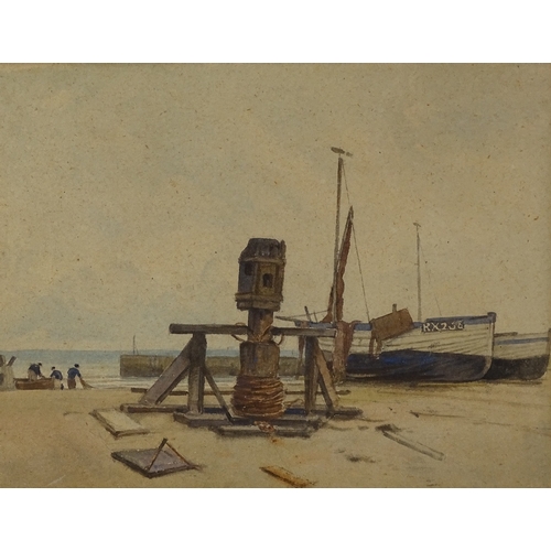 2325 - Edward Leslie Badham, watercolour, Hastings fishing beach, 9