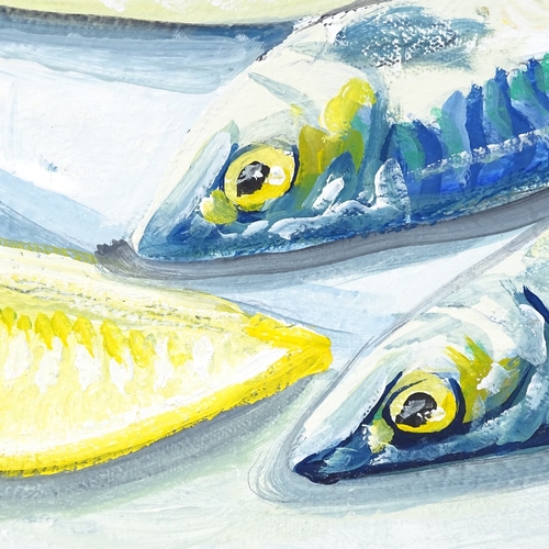 2332 - Clive Fredriksson, oil on canvas, mackerel, unframed, 22