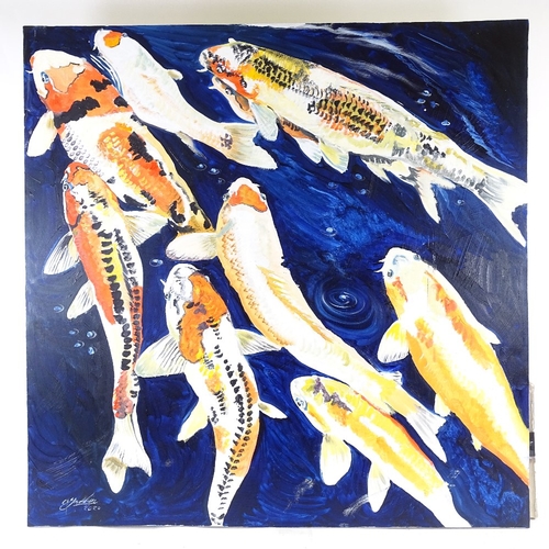 2333 - Clive Fredriksson, large oil on canvas, Koi carp, 40