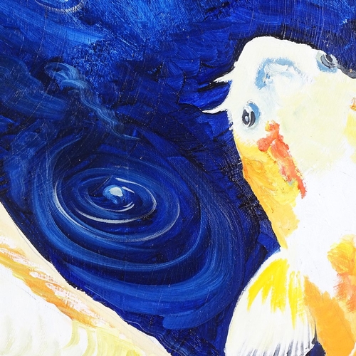 2333 - Clive Fredriksson, large oil on canvas, Koi carp, 40