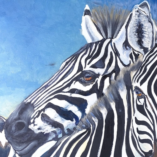 2334 - Clive Fredriksson, large oil on canvas, zebras, 30