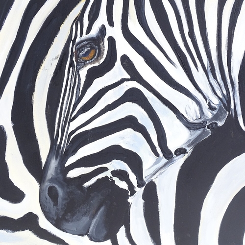 2334 - Clive Fredriksson, large oil on canvas, zebras, 30