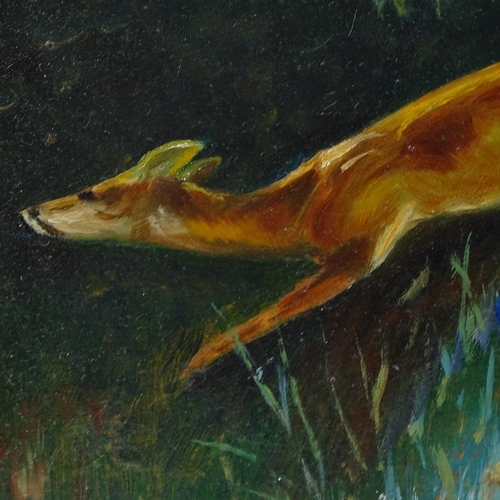 2336 - Hebein, oil on board, deer at the edge of a field, signed and dated 1946, 16.5