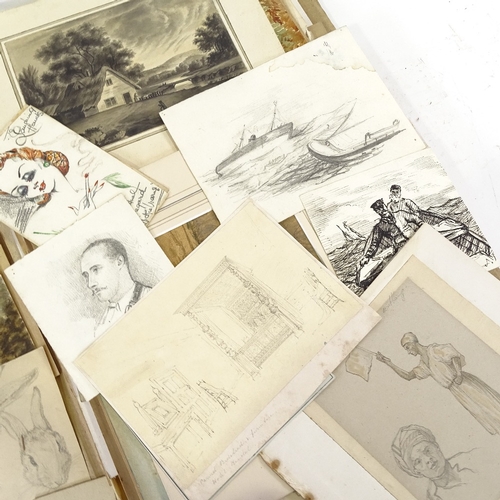 2342 - Folder of 19th and 20th century drawings and watercolours