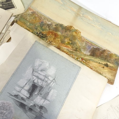 2342 - Folder of 19th and 20th century drawings and watercolours