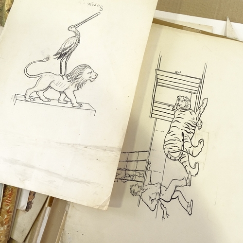 2342 - Folder of 19th and 20th century drawings and watercolours