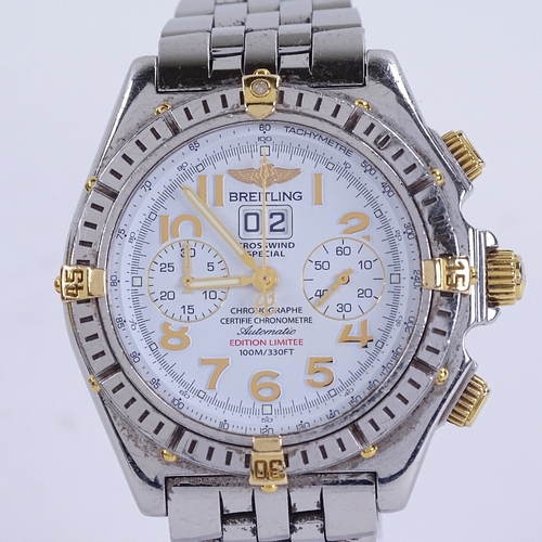 1050 - BREITLING - a limited edition stainless steel and gold Crosswind Special automatic chronograph wrist... 