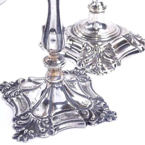 1620 - A pair of Victorian silver plate on copper telescopic table candlesticks, and a pair of silver plate... 