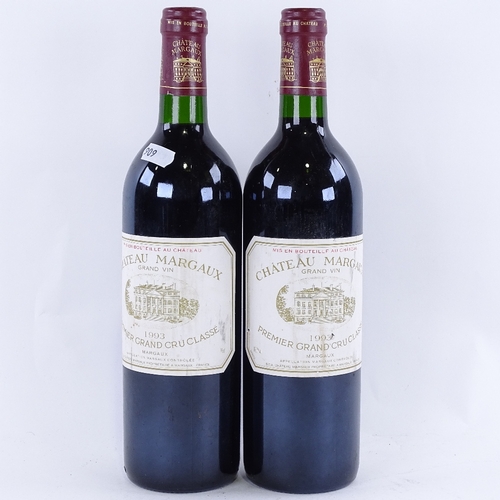 606 - 2 bottles of 1993 red Bordeaux wine, Chateau Margaux, First Growth 1er Grand Cru Classe, Margaux, 75... 