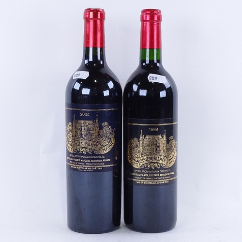 608 - 2 bottles of red Bordeaux wine, Chateau Palmer, vintages 1999 and 2004, 3rd Growth Grand Cru Classe,... 