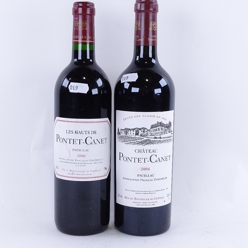 610 - A bottle of Les Hauts de Pontet-Canet, 2000 Vintage, Pauillac, and a bottle of Chateau Pontet-Canet,... 