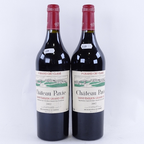 611 - 2 bottles of red Bordeaux wine, 2002 Chateau Pavie, First Growth Grand Cru Classe, Saint Emilion, 75... 