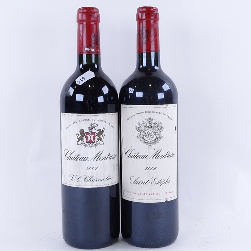 614 - 2 bottles of red Bordeaux wine, Chateau Montrose, vintage 2001 and 2006, 2nd Growth Grand Cru Classe... 