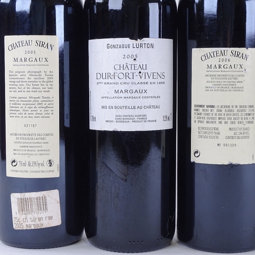 617 - 4 bottles of red Bordeaux/ Margaux wine, 2x Chateau Siran 2005/06, Chateau Durfort-Vivens 2005, Chat... 