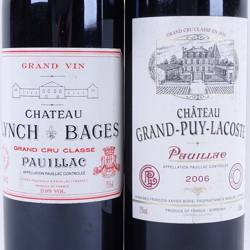 619 - 2 bottles of red Bordeaux wine, Pauillac, Lynch Bages 2002 and Grand-Puy-Lacoste 2006, 75cl