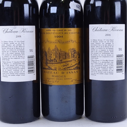 621 - 3 bottles of red Bordeaux wine, all 3rd Growth Grand Cru Classe Margaux, Chateau D'Issan 1994, 2 x C... 