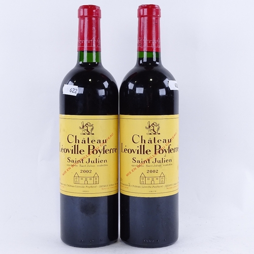 622 - 2 bottles red Bordeaux wine, 2002 Chateau Leoville Poyferre, 2nd Growth Grand Cru Classe, Saint Juli... 