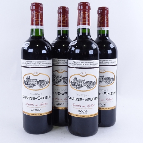 625 - 4 bottles of red Bordeaux wine, all 2009 Chateau Chasse-Spleen, Moulis en Medoc, Cru Bourgeois Excep... 