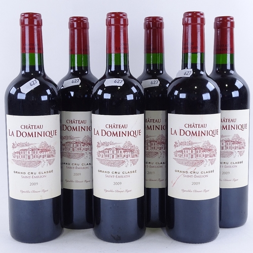 627 - 6 bottles of red Bordeaux wine, 2009 Chateau La Dominique, Grand Cru Classe, Saint Emilion, 75cl