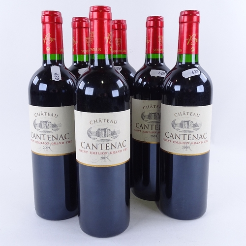 629 - 6 bottles of red Bordeaux wine, 2009 Chateau Cantenac, Sait Emilion Grand Cru, 75cl