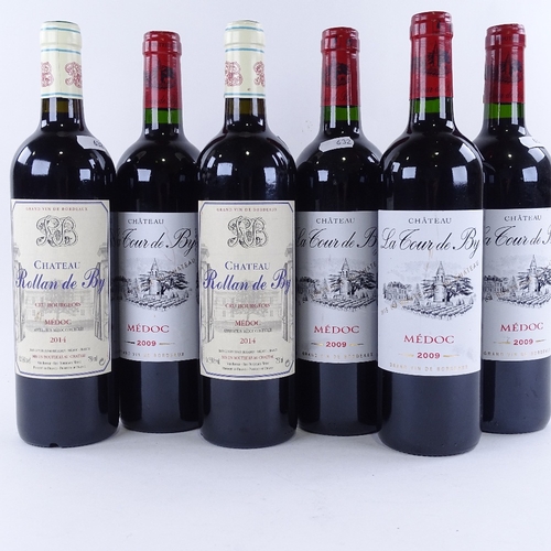 632 - 6 bottles of red Medoc wine, 4 x 2009 Chateau La Tour de By, 2 x Chateau Rollan de By, 75cl