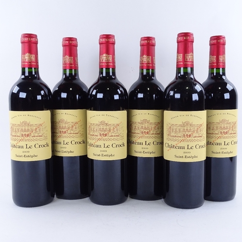 640 - Six bottles of red Bordeaux wine, 2009 Chateau Le Crock, Saint-Estephe, 75cl