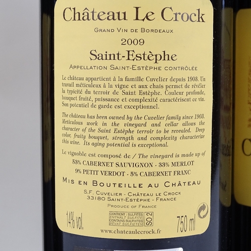 640 - Six bottles of red Bordeaux wine, 2009 Chateau Le Crock, Saint-Estephe, 75cl