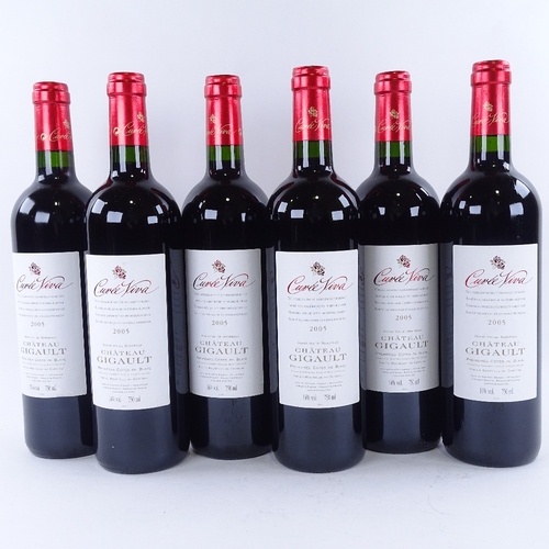 641 - 6 bottles of mature red Bordeaux wine, 2005 Chateau Gigault, Cuvee Viva, Cotes de Blaye, 75cl