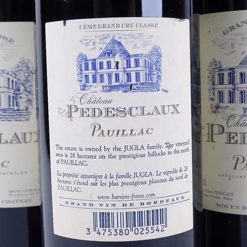 642 - 3 bottles of red Bordeaux wine, 2005 Chateau Pedesclaux, 5th Growth Grand Cru Classe, Pauillac, 75cl