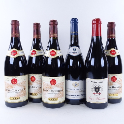 644 - 6 bottles of northern Rhone wine, 4 x 2009 Guigal, Crozes-Hermitage, 1 x 2013 Domaine de Thalabert, ... 