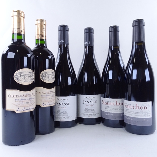 646 - 6 bottles of red wine from the southern Rhone and Languedoc, 2 x 2012 Domaine de Mourchon, Cuvee Tra... 