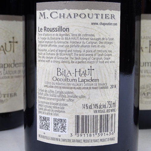 647 - 6 bottles of red wine from Michel Chapoutier's Languedoc estate, 3  x 2014 Bila Haut, Occultum Lapid... 