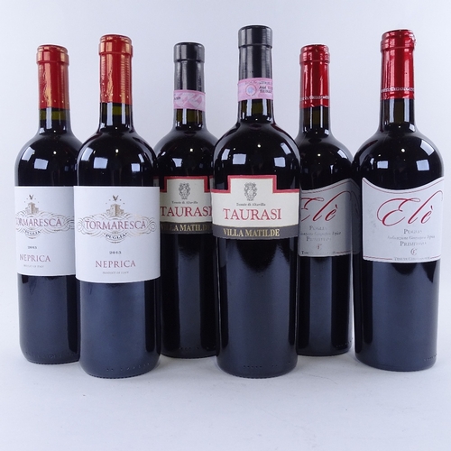 651 - 6 bottles of red wine from southern Italy,	2 x 2007 Villa Matilde, Taurasi, Campania, 2 x 2015 Torma... 