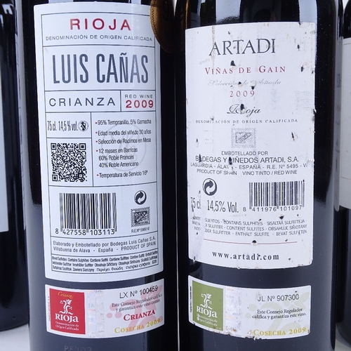 653 - 5 bottles of Rioja wine, 1 x 2008 Artadi, Vinas de Gain, Rioja, 2 x 2009 Artadi, Vinas de Gain, Rioj... 