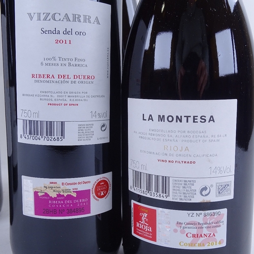 656 - 6 bottles of mature wine from Rioja and Ribero del Duero, 4 x 2014 Remondo Palacios, La Montesa, Rio... 