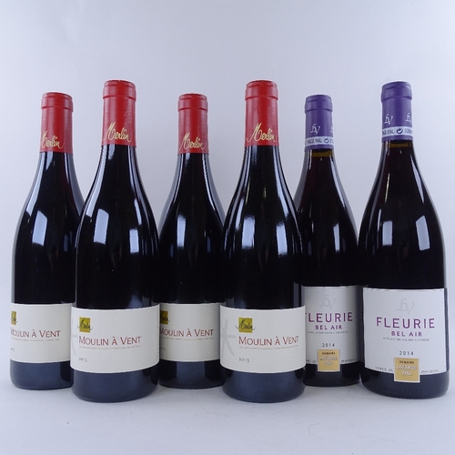 661 - 6 bottles of Beaujolais Cru wine, 2 x 2014 Lafarge Vial, Fleurie, Bel Air, 4 x 2015 Olivier Merlin, ... 