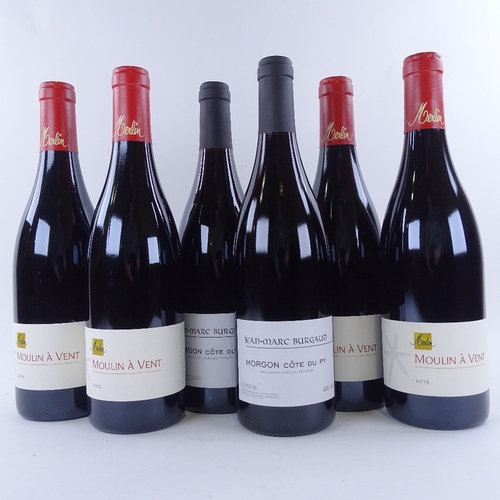 662 - 6 bottles of Beaujolais Cru wine, 2 x 2011 Jean-Marc Burgaud, Morgon, Cote du Py, 4 x 2015 Olivier M... 