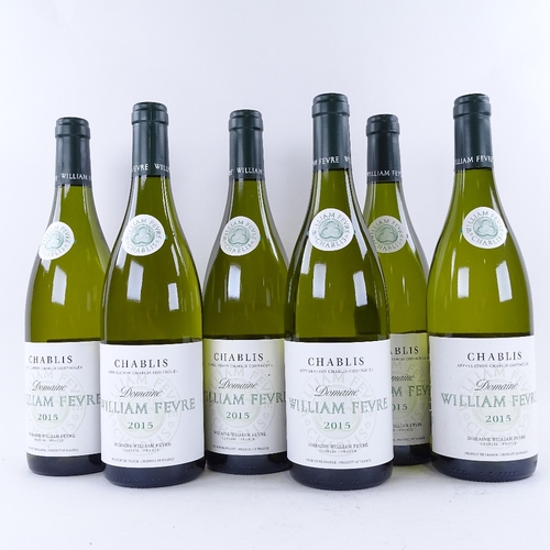 664 - 6 bottles of Chablis wine from William Fevre, 2015 Domaine Chablis, 75cl