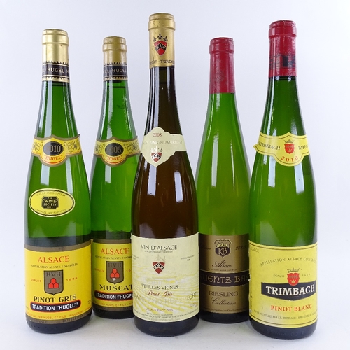 670 - 5 mixed bottles of French, Alsatian wine, 1 x 2005 Kuentz-Bas, Riesling, 1 x 2005 Hugel, Muscat, Tra... 