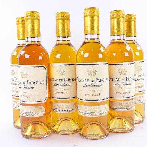 673 - 6 half bottles of Sauternes, 2003 Chateau de Fargues, Sauternes, 37.5cl