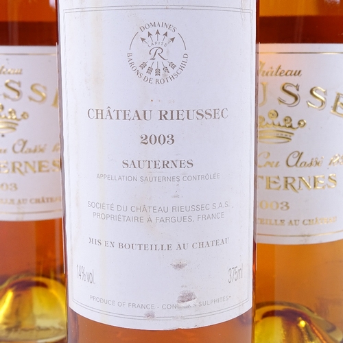 674 - 6 half bottles of Sauternes desert wine, 2003 Chateau Rieussec, Sauternes, 37.5cl