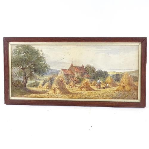 2192 - 19th century watercolour, haymaking scene, unsigned, 8