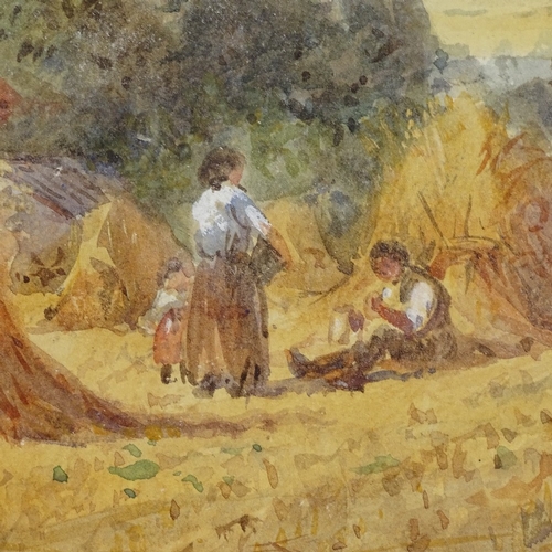 2192 - 19th century watercolour, haymaking scene, unsigned, 8