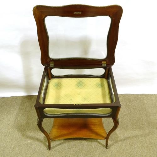 202 - A late Victorian rectangular mahogany vitrine table, with inlaid marquetry, glazed panels and under ... 