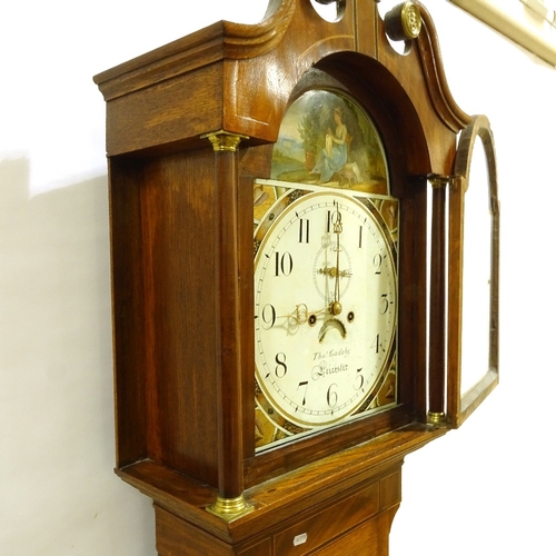 207 - An 18th century oak and mahogany 8-day longcase clock, with painted dial signed Thomas Gadsby of Lei... 